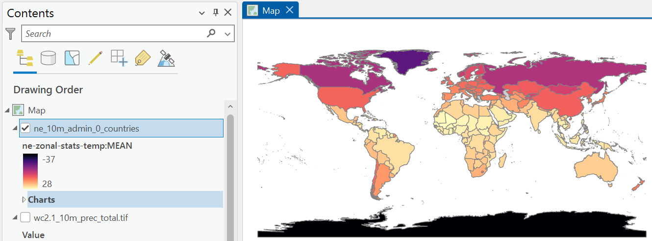 Average annual temperature by country