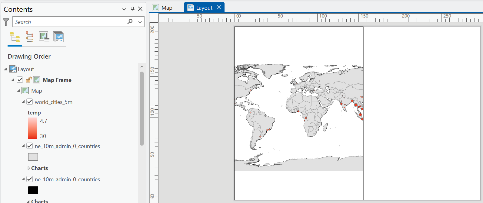 Editing the map frame dimensions