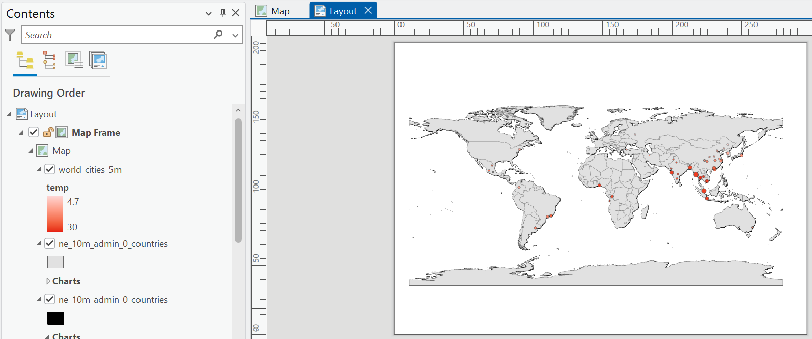 A Layout with a map frame
