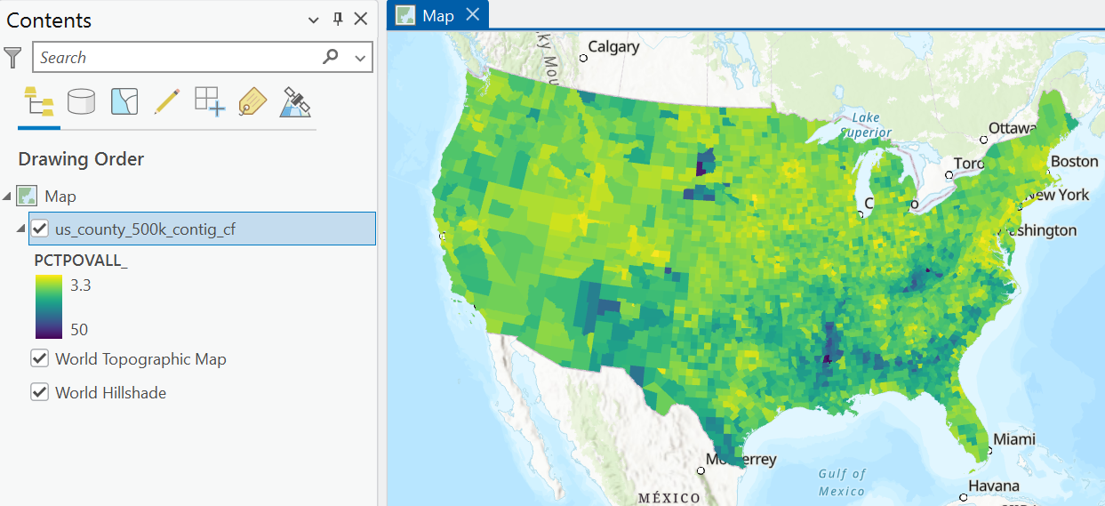 County-level poverty percentage